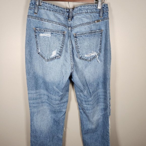 Kancan Pants Womens 7 / 27 Denim Jeans Distressed Bobbie High Rise Straight Crop - Picture 9 of 15